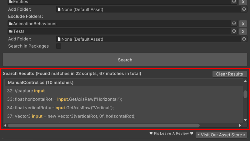 Results Panel UI